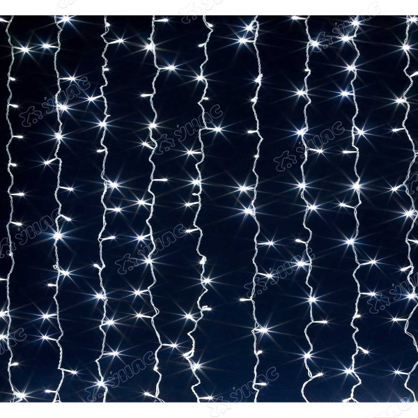 Гирлянда штора LED LС-0-2 132 лампочек, прозрачный провод 1,3*1,3 холодный белый