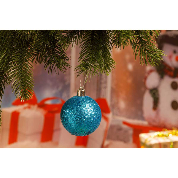 Шар Т512-6 6шт 6см (с пайетками) Голубой (140)