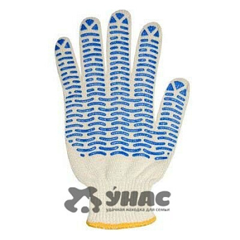 Перчатки х/б с ПВХ уплотненные 7,5 класс 6 нитей 72 грамма х10