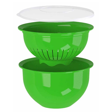 Миска 3л с крыш. и дуршл. зеленая КП-3-1-04ТХ