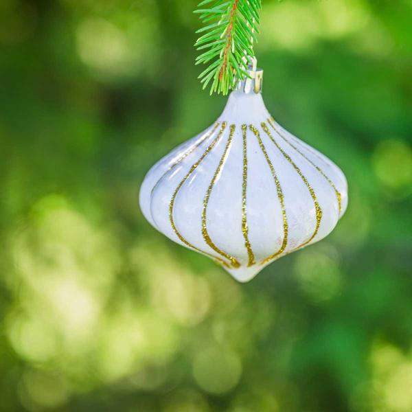 Шар 8ZDC3-H89 3шт 8см "Юла" белая с золотой нитью