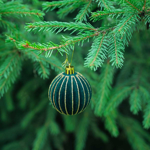 Набор елочных украшений 6RDC4-H82-4 5 см 4 шт Шары Бархат изумрудный