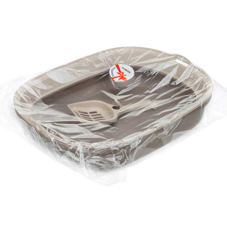 Лоток для кошек низкий борт + совок Капучино М1832 х4