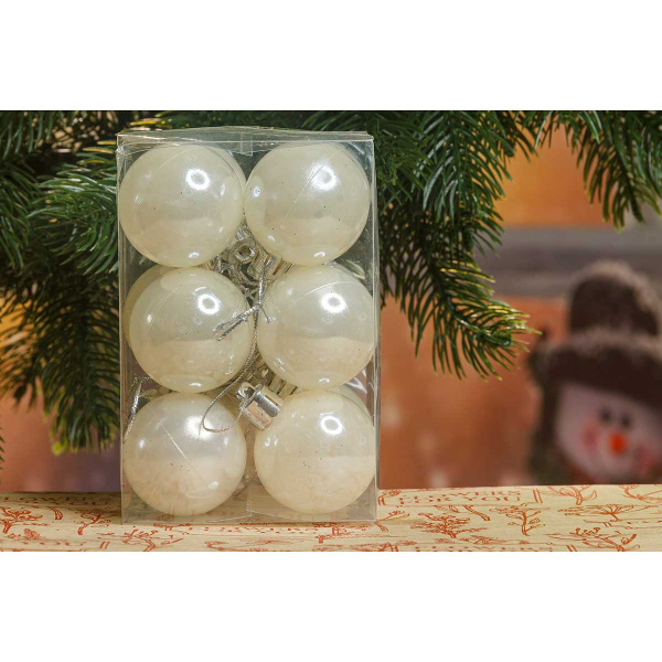 Шар Р65 12шт 4см (перламутр. Жемчуг) белые (240)