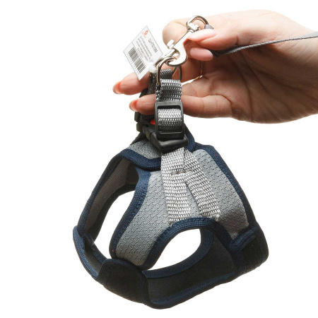 Шлейка-жилетка+поводок сетка трехслойная на липучке Малая