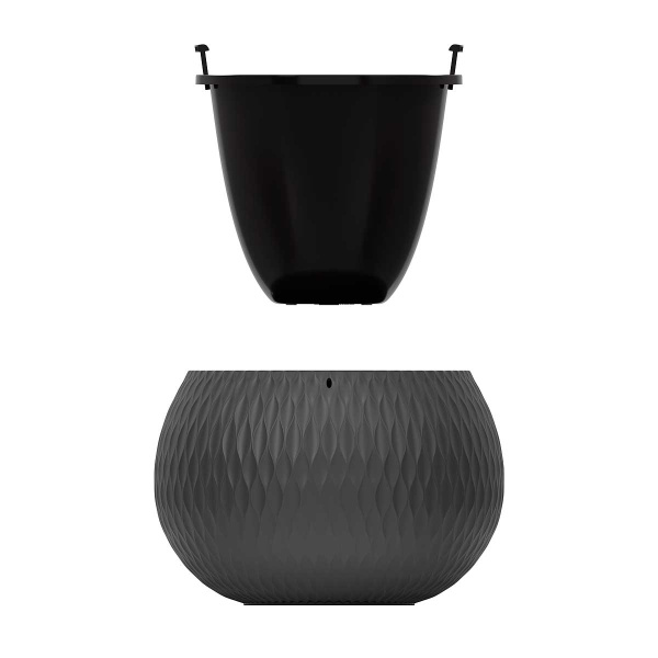 Кашпо "Жемчужина" 4л ГРАФИТ подвесное БШ8918 х4 