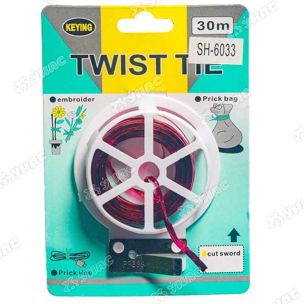 Подвязки для растений 30м проволока в метализ.оболочке (розовая) SH-6033 (200)