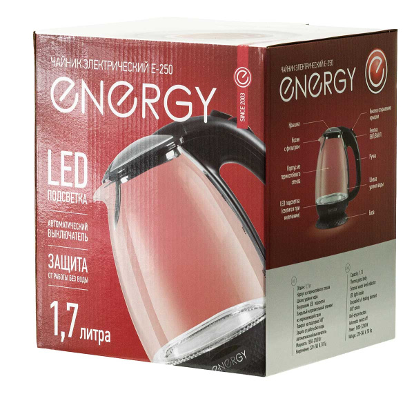 Электрический чайник ENERGY E-250 1,7 л черный 007122