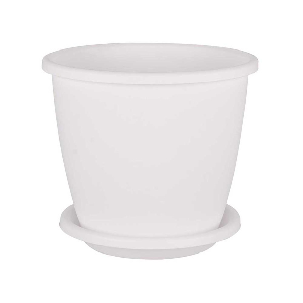 Горшок АФИНА 0,5л БЕЛ с поддоном БШ6477 (35) 