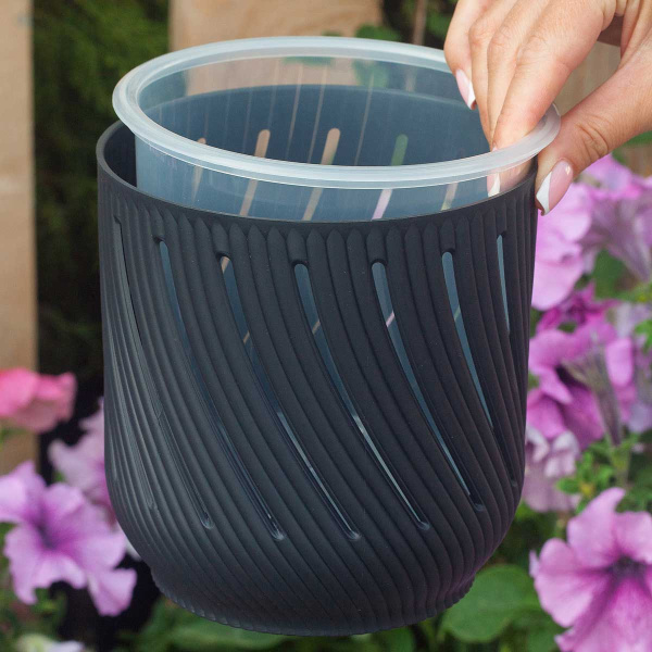 Кашпо Fleurs 2 л Антрацит КШ-3700 х12 