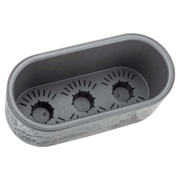 Кашпо МИКРИТ овальное 385x180мм 6л со вставкой серый слайн М3274 х1 