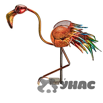 Фигурка садовая метал Фламинго 45*90см с фонарем 16А-82(6)