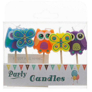 Свечи для торта NA2543 "Сова/цветок" 5шт в упаковке (360)