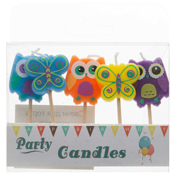 Свечи для торта NA2543 "Сова/цветок" 5шт в упаковке (360)