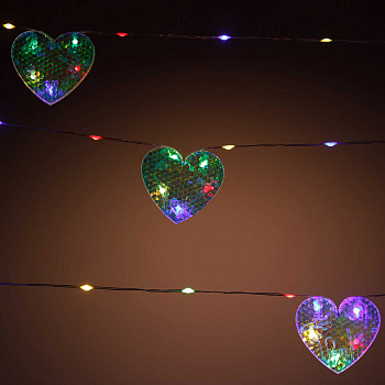 Гирлянда Сердце LLN-31-3-6 10ламп 8см, 5м длина провод "капелька" ЦВЕТНАЯ