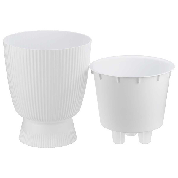 Кашпо ВЕЛЬВЕТ D220мм 3,7л со вставкой Белый М3270 х8 