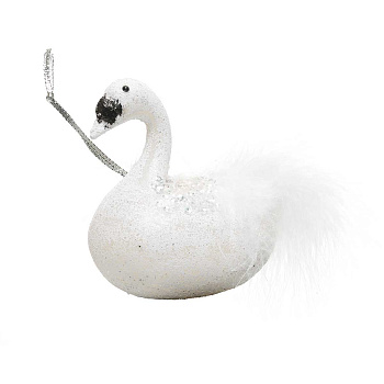 Шар D-4016W 1шт 13см Лебедь белый (хвост-перо/пух) (240)