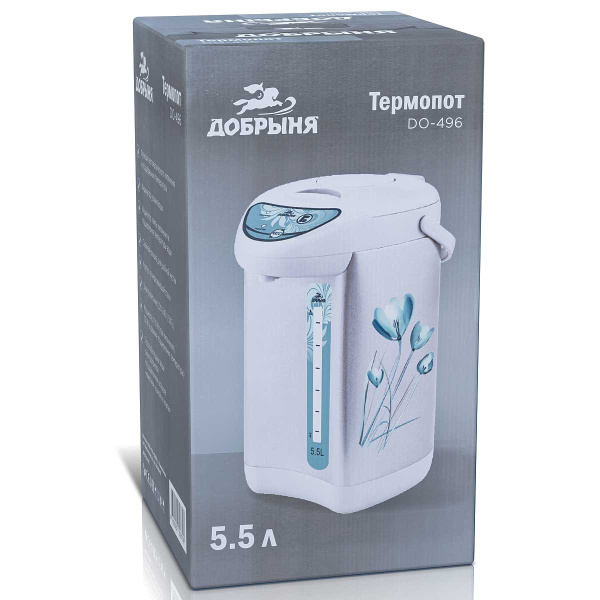 Термопот Добрыня 5,5л нерж. DO-496 тюльпан/бел х6