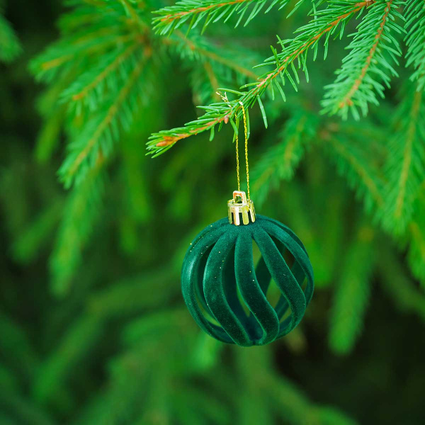 Набор елочных украшений 6R-DKC12/H82-4 6 см 12 шт Шары Бархат изумруд