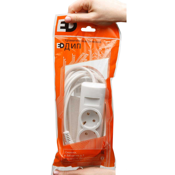 Удлинитель ПРЕМИУМ  2 гнезда  3 метра ПВС 3*0,75 с заземлением х30