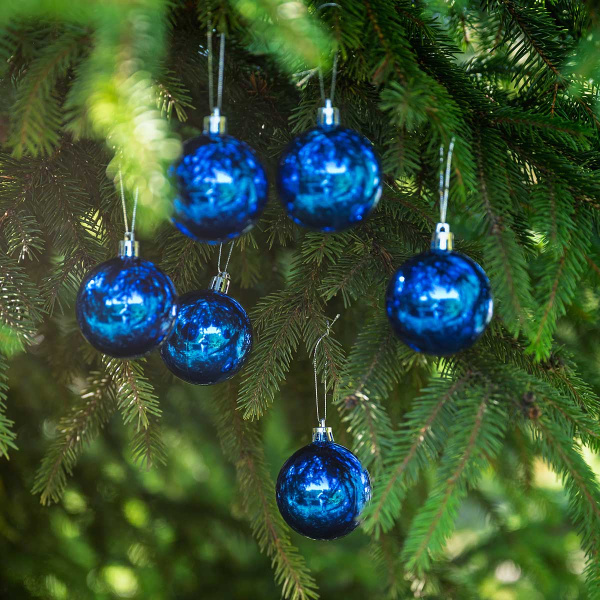 Шар Т173-4 6шт 6см (глянцевые) синий (120/140)