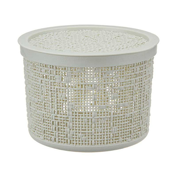 Коробка БЯЗЬ с крышкой D17см 2л Бел Ротанг М2328