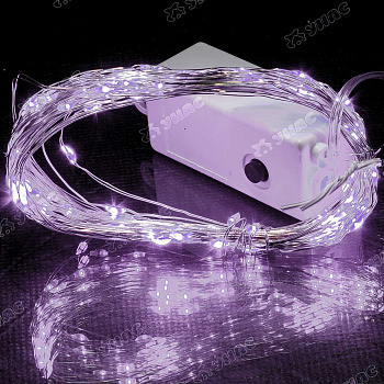 Гирлянда светодиодная НИТЬ СИРЕНЕВЫЙ / 10 метров, 100 лампочек/