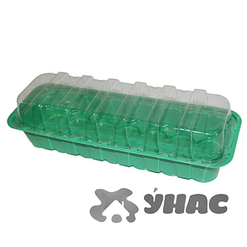 Парник под торф.таблетки (мини-теплица) 14мест д.41 (36*12,5*5,5см)  (Агроком) х100 