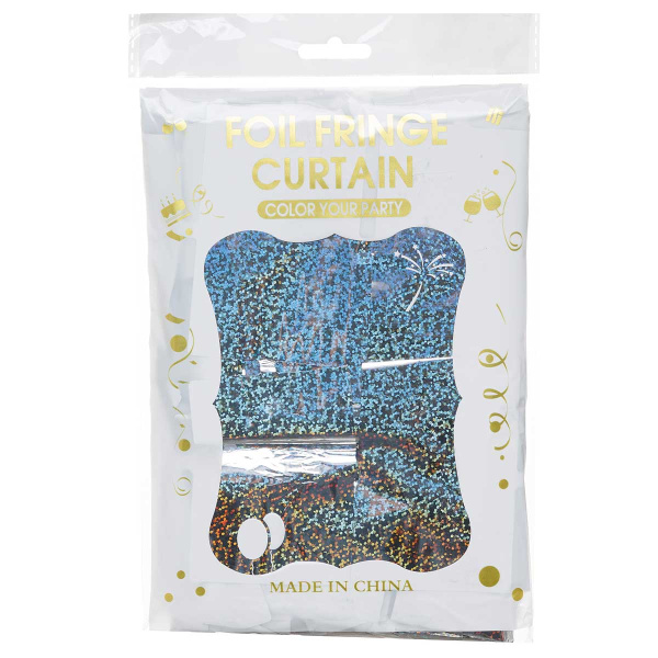 Занавес 9222-23-2 из фольги "Прямоугольник" 1*1,8м Серебро