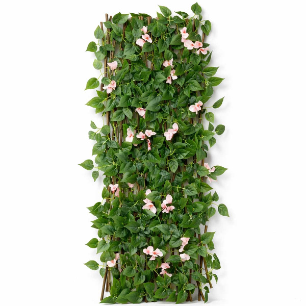 Раздвижная изгородь NA2658 маленький лист розовые цветы120*250см (30)