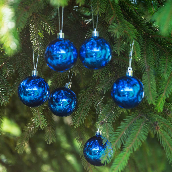 Шар Т173-4 6шт 6см (глянцевые) синий (120/140)