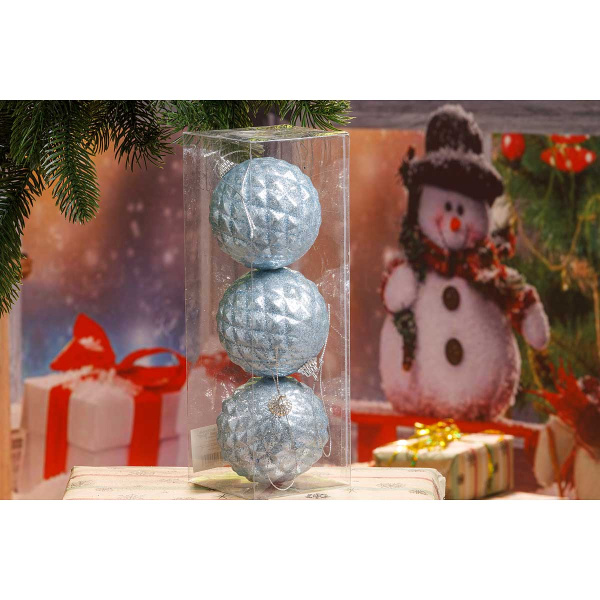 Шар А9-50847LB8 3шт 8см "Ромбик"голубой металлик (96)