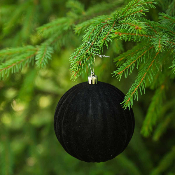 Набор елочных украшений 10RDK4-4 10 см 4 шт Шары БАРХАТ черный