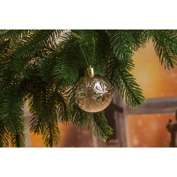 Шар Р30-3 6шт 6см (фактур.цветок,листок)розовое золото(140)