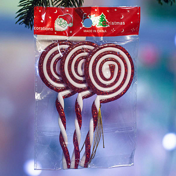 Шар 25A13-1 3 шт 14 см Леденцы красно/белые (500)