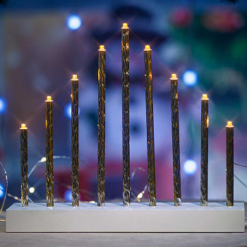 Гирлянда интерьерная "Свечи на подставке" 60-84-3 26см 9свечей (теп)