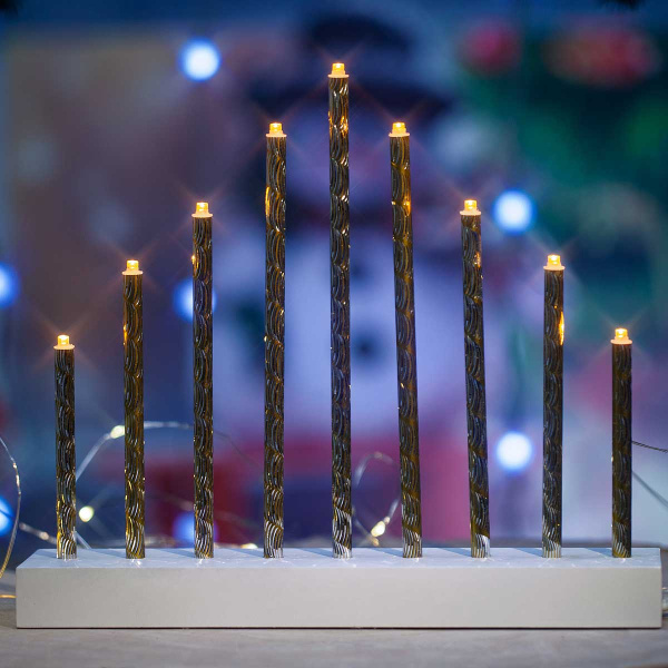 Гирлянда интерьерная "Свечи на подставке" 60-84-3 26см 9свечей (теп)
