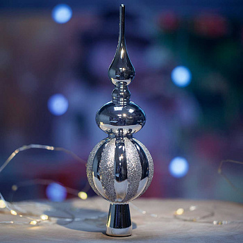 Макушка 23ADC1-F7-3 Пика 23см серебряная с серебряными блестками