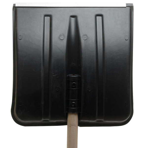 Лопата снеговая пластиковая №6 с деревяным черенком и V-ручка оцинкованной планкой D32 380*380