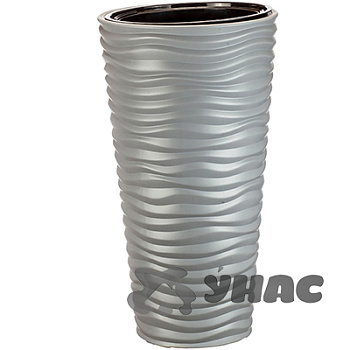 Кашпо ДЮНА 340*630 9/42л со вставкой серый М3402 