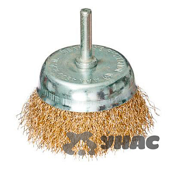 Щетка металл со шпилькой для дрели 75 мм чашка 656-027