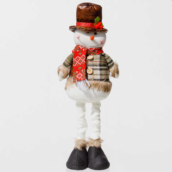 Фигура новогодняя CKK218B интерьерная Снеговик 36-56см с телескопическими ногами, белый