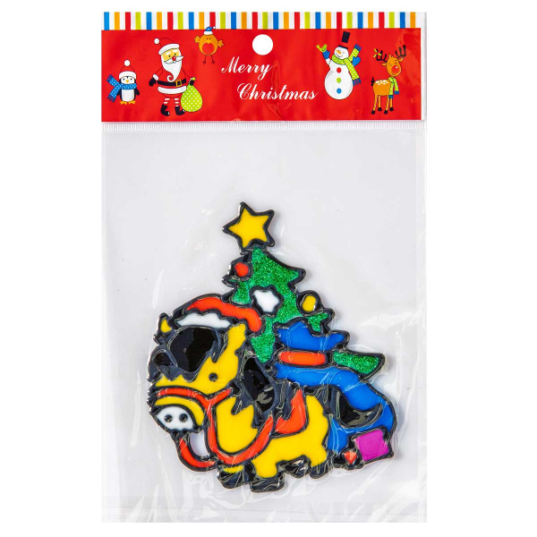 Наклейка на стекло А98 Пони с елкой 15*20см (12)