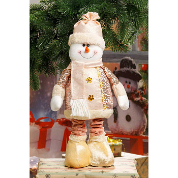 Фигура новогодняя интерьерная МТ20002В Снеговик стелескопическими ногами 34-54см. Розовый(72)