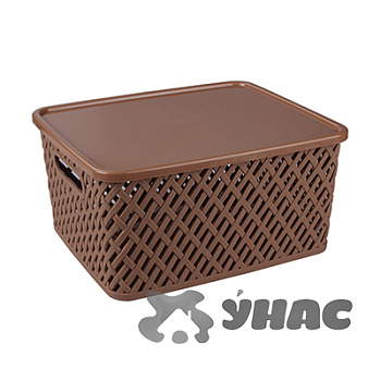 Корзина "Плетенка" 350*290*175 с крышкой Коричневый БШ3558