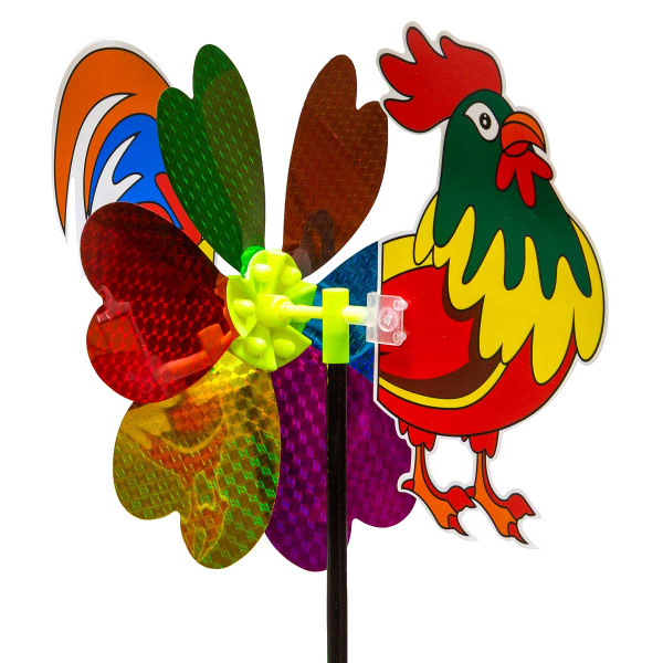 Ветряк D-22см Петушок цветные лепестки NA2671