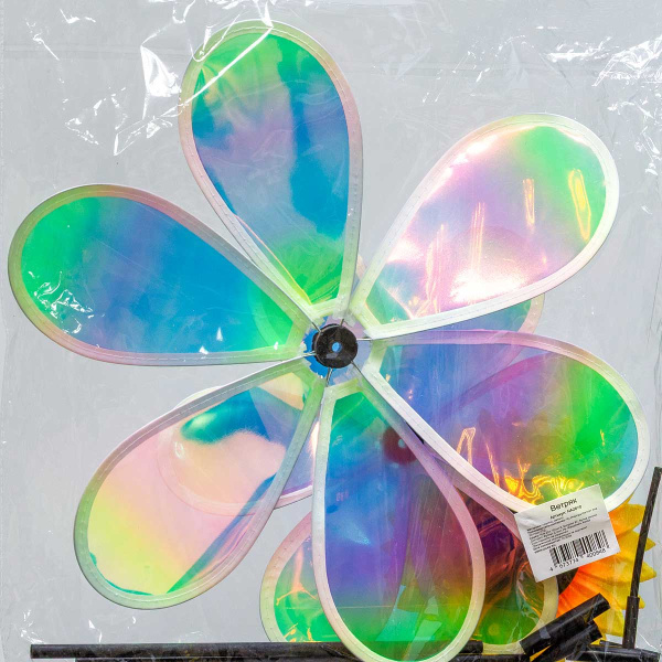 Ветряк D-27-37см двойной перламутровые прозрачные лепестки NA2670