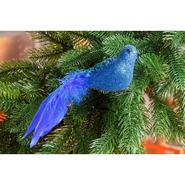 Прищепка на елку A1401BL 3шт 22см Птичка синяя(80)