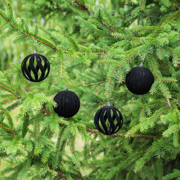 Набор елочных украшений 10RDK4-4 10 см 4 шт Шары БАРХАТ черный