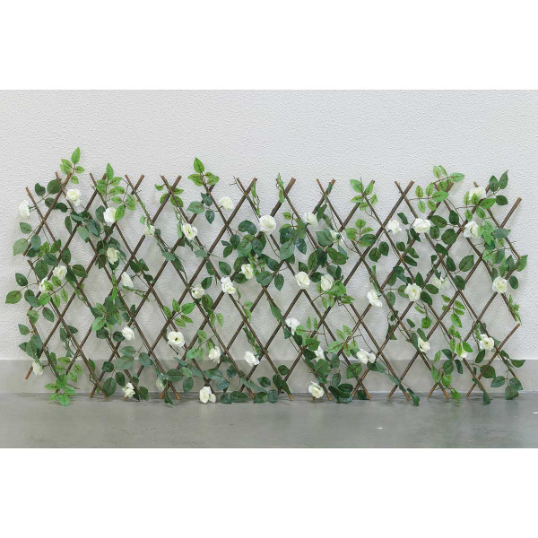 Раздвижная изгородь NA2659 маленький лист белые цветы 70*250см (50)